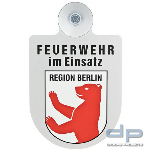 Alu Saugnapf Wappen Schild Feuerwehr im Einsatz mit Wappen Berlin