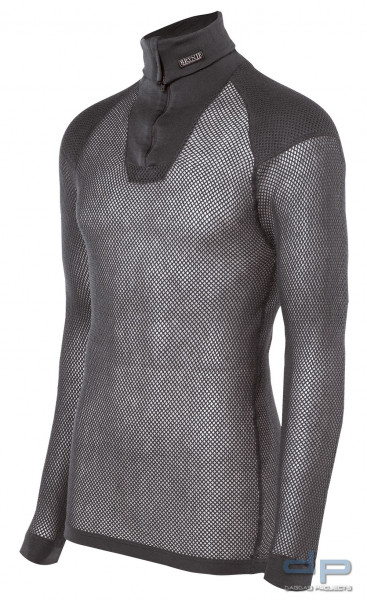 BRYNJE SUPER THERMO ZIP-POLO MIT SCHULTEREINLAGE IN SCHWARZ, GRÖßE: L