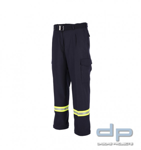 Feuerwehr-Bundhose HuPF Teil 2 Kermel/Viskose mit Reflexbestreifung &quot;Gelb-Silber-Gelb&quot;