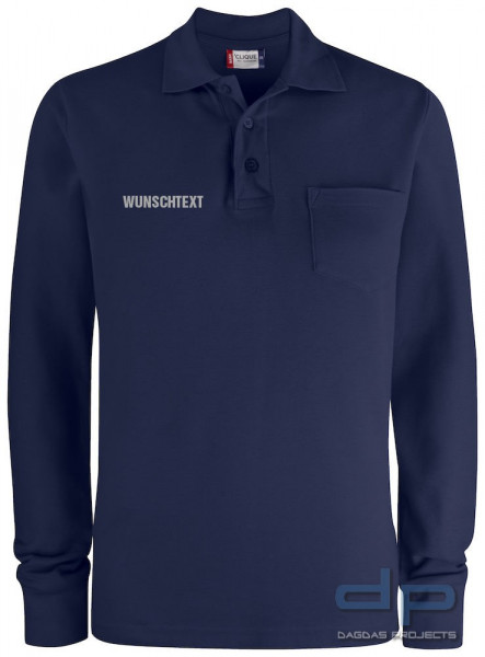 Polo Pocket Long Sleeve mit Wunschaufdruck in verschiedenen Farben